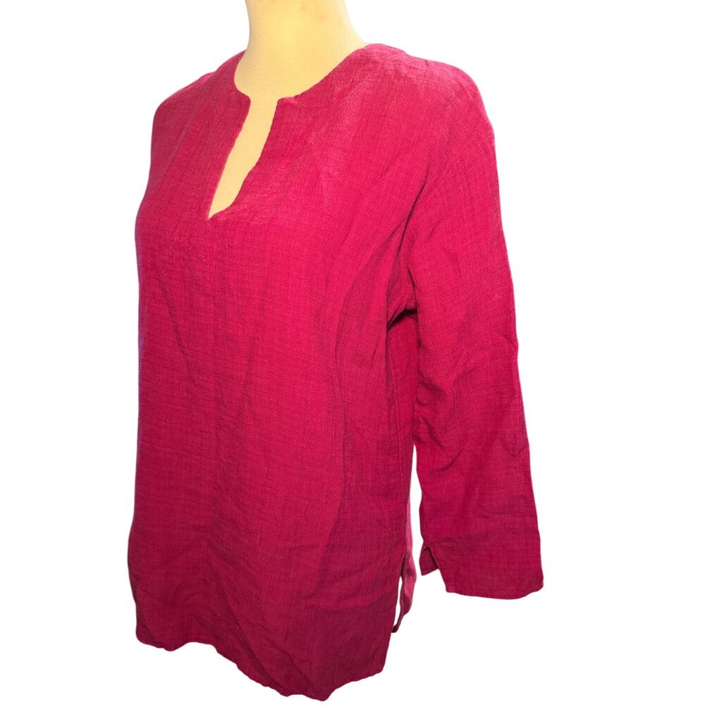 Eileen Fisher Magenta Linen Blend Tunic Top, Italian Fabric, Medium Petite